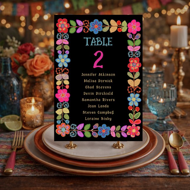   Modern Mexican floral wedding Table Number (Creator Uploaded)
