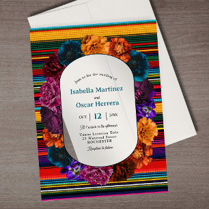 Modern Mexican flowers acrylic wedding invitation