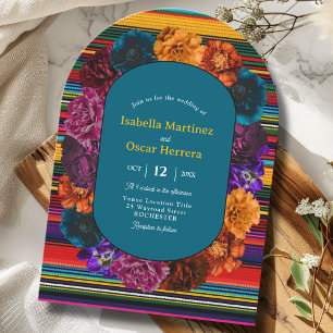 Modern Mexican flowers arch wedding Invitation