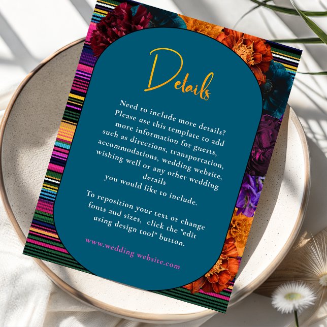 Modern Mexican flowers wedding details  Enclosure Card (Creator Uploaded)