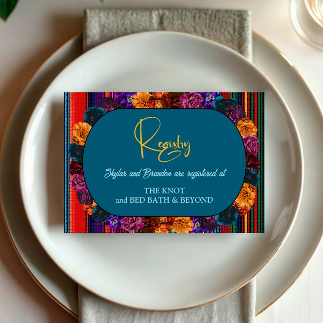 Modern Mexican flowers wedding registry Enclosure Card (Creator Uploaded)