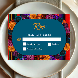 Modern Mexican flowers wedding  RSVP Card