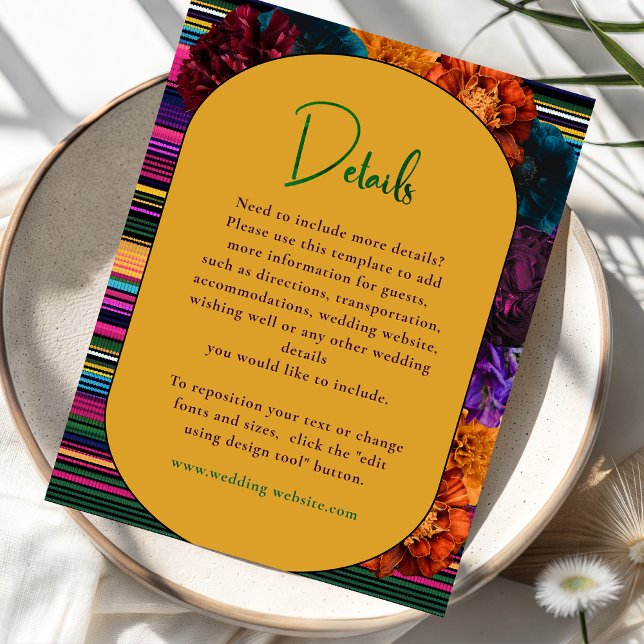 Modern Mexican flowers wedding yellow details  Enclosure Card (Creator Uploaded)