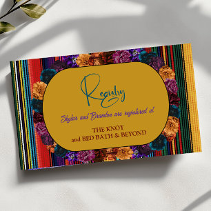 Modern Mexican flowers wedding yellow registry Enclosure Card
