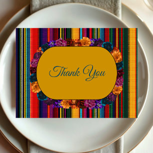 Modern Mexican flowers wedding yellow Thank You Card