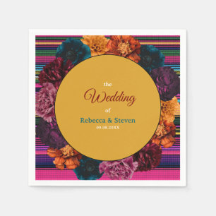 Modern Mexican flowers yellow wedding Napkin