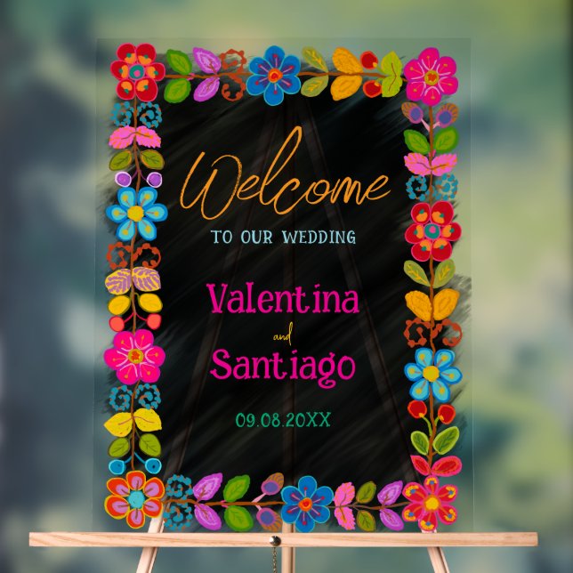 Modern Mexican welcome wedding  Acrylic Sign (Neutral)