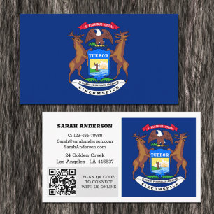 Modern Michigan Business Card, Flag / USA Business Card