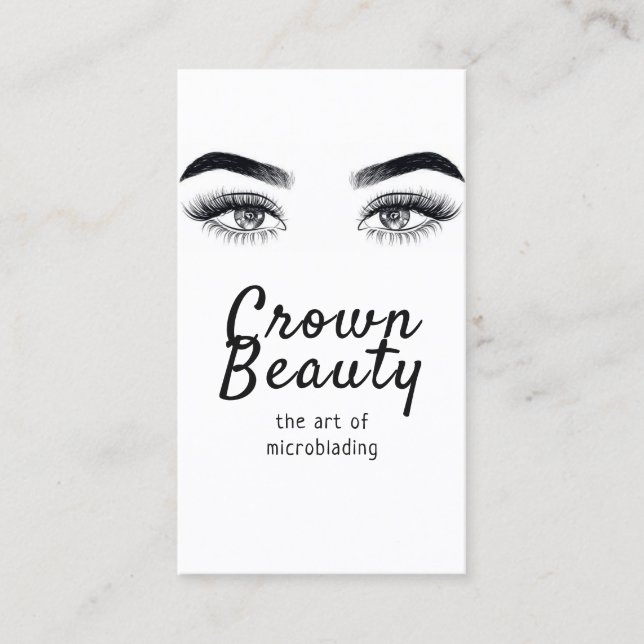 Modern Microblading , Eyebrows,  Permanent Makeup Business Card (Front)
