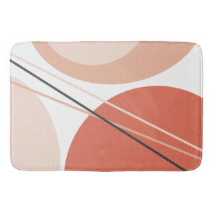 Modern Mid Century Abstract Geo Pastel Terracotta Bath Mat