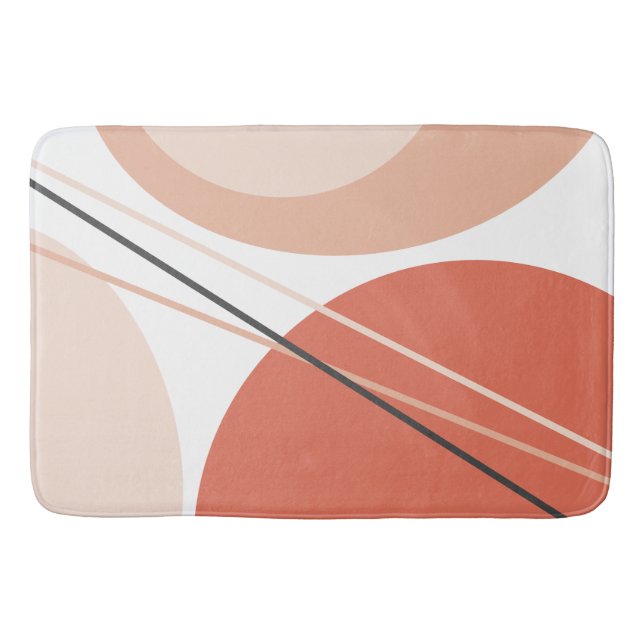 Modern Mid Century Abstract Geo Pastel Terracotta Bath Mat (Front)