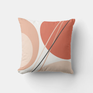 Modern Mid Century Abstract Geo Pastel Terracotta Cushion