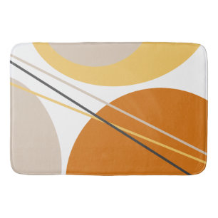 Modern Mid Century Abstract Mustard Rust Brown  Bath Mat