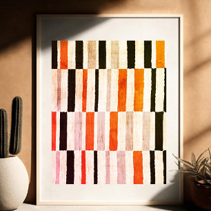 Modern Mid Century Abstract Retro Orange Stripes Poster
