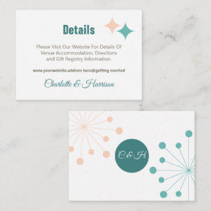 Modern Mid Century Atomic Starburst Wedding Enclosure Card