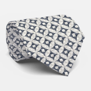modern mid-century blue gray and beige check tie