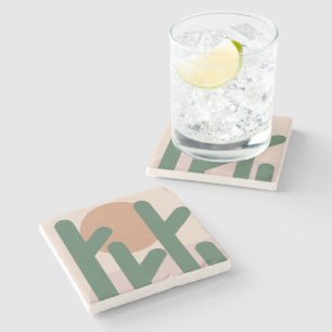 Modern Mid Century Cactus Art Earthy Pattern  Stone Coaster