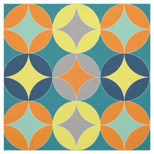 Modern Mid Century Circles Geometric Pattern Fabric