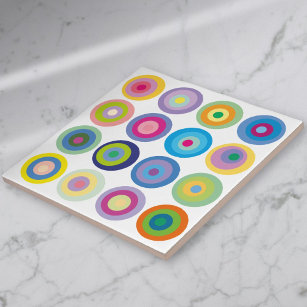 Modern Mid Century Colourful Circles Pattern Tile