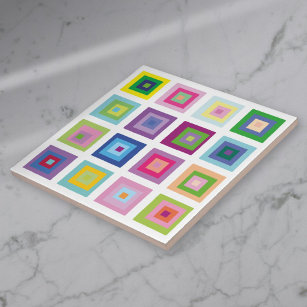 Modern Mid Century Colourful Squares Pattern Tile