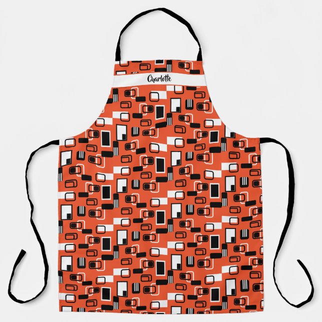Modern Mid Century Geometric Bold Retro Pattern Apron (Front)