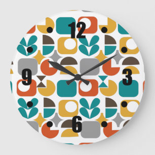 Modern Mid Century Geometric Colorful Retro  Large Clock