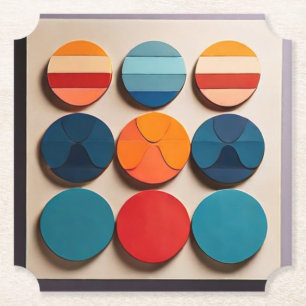 Modern Mid Century Geometric Pattern Paper Coaster