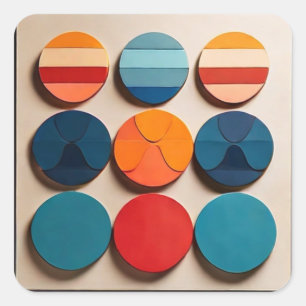Modern Mid Century Geometric Pattern Square Sticker