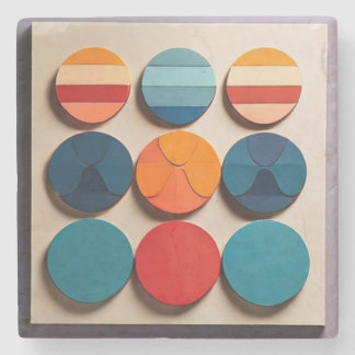 Modern Mid Century Geometric Pattern Stone Coaster