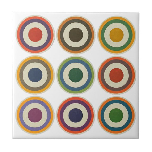 Modern Mid century Geometric pattern white small Tile (Front)