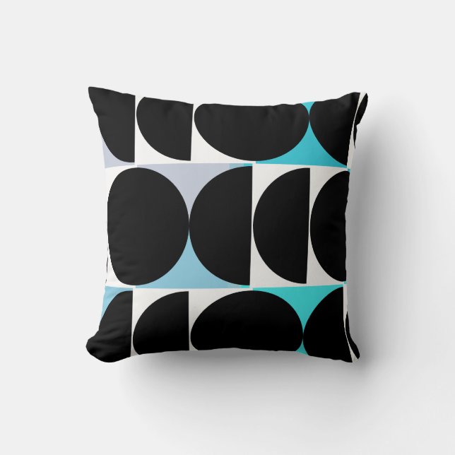 Modern Mid Century Geometric Teal Blue Cushion (Front)