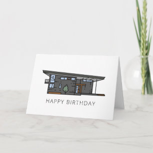 Modern Mid Century Home Realtor Client Birthday Card