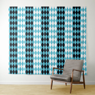 Modern Mid-Century mod retro diamonds Harlequin Tapestry