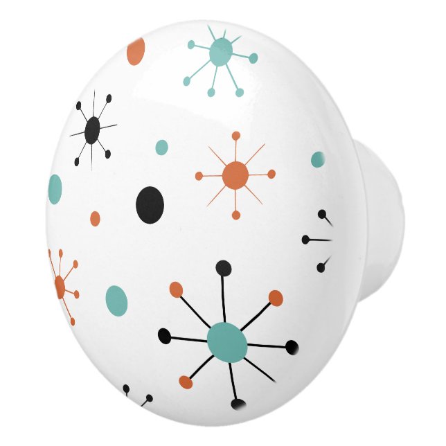 Modern Mid Century Retro Atomic Abstract Ceramic Knob (Right)