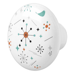 Modern Mid Century Retro Atomic Abstract Ceramic Knob
