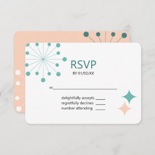 Modern Mid Century Retro Photo Save The Date RSVP Card