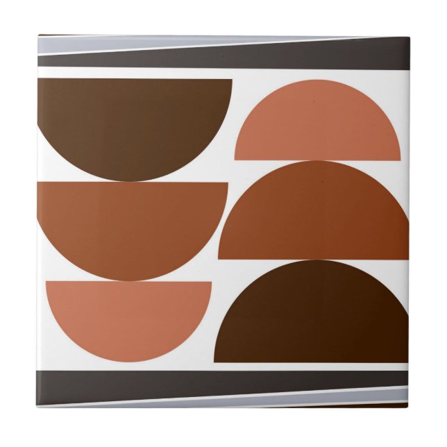 Modern Mid Century Semi Circle Warm Tones Tile (Front)