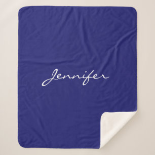 Modern Midnight Blue Plain Unique Sherpa Blanket