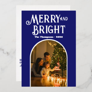 Modern Midnight Blue & Silver Christmas Photo