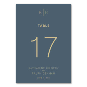 Modern Midnight Blue Wedding Table Number Card