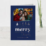 Modern Midnight Hand Drawn Merry Christmas Photo Foil Holiday Card<br><div class="desc">Send festive cheer with this real foil Christmas Photo Card featuring a whimsical hand drawn “Merry Christmas” design. The elegant metallic foil shines against a bold background, paired with your favourite holiday photos for a modern yet cosy look. A stylish way to share your warmest Christmas wishes with family and...</div>