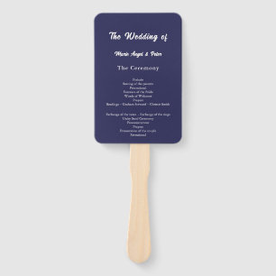 Modern Midnight Navy Order of Service Program Hand Fan