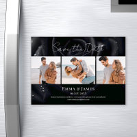 Modern Midnight Rose Wedding 3 Photo Save The Date