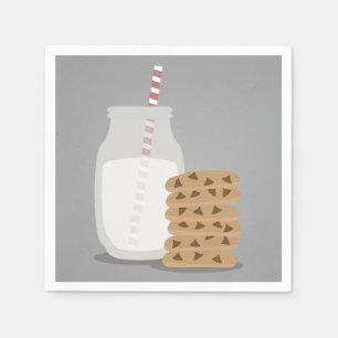 Modern Milk and Cookies Paper Plates Napkin