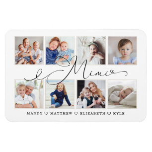 Modern Mimi Script Grandchildren Photo Collage Magnet