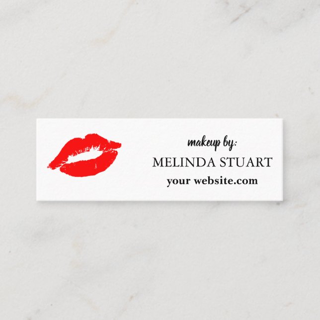 Modern Mini Makeup artist red lips Business Card (Front)