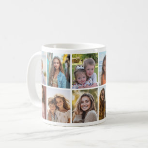 Modern, Minimal 12 Photo Collage white background Coffee Mug