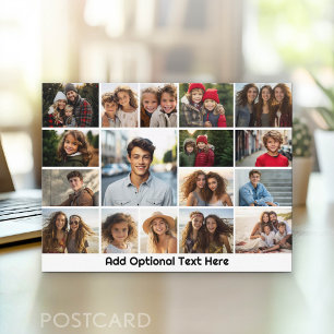 Modern Minimal 17 Photo Collage Gallery Postcard