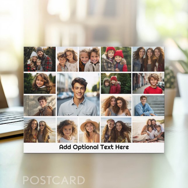 Modern Minimal 17 Photo Collage Gallery Postcard (Photo Postcard - Customize with your favorite photos)