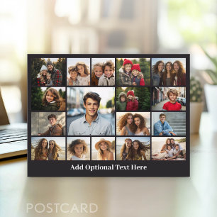 Modern Minimal 17 Photo Collage Gallery Postcard